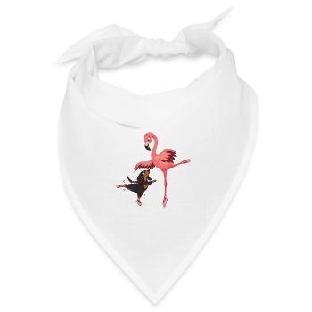 Dackel und Flamingo tanzen Ballett - Bandana Dreieckstuch - Weiß - Vorne