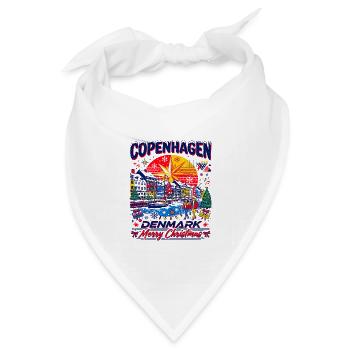 Copenhagen Denmark Merry Christmas Holiday Oct - Bandana Dreieckstuch - Weiß - Vorne