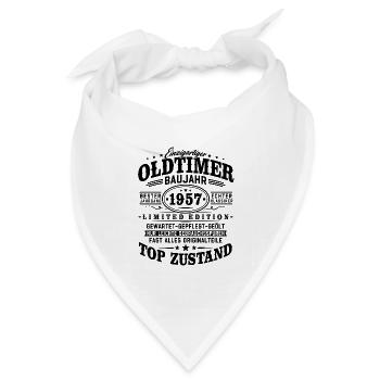 Oldtimer Baujahr 1957 Jahrgang Geburtstag Geschenk - Bandana Dreieckstuch - Weiß - Vorne