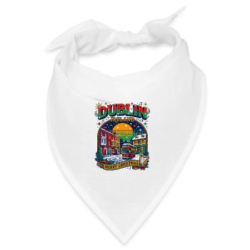 Festive Dublin Ireland Christmas Holiday Scene - Bandana Dreieckstuch - Weiß - Vorne