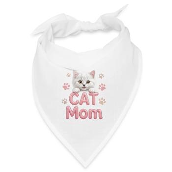 Niedliche Katzenmama Weißer Kätzchen-Rosa Ballon - Bandana Dreieckstuch - Weiß - Vorne