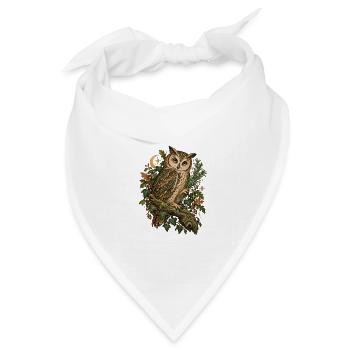 Waldeule auf Ast mit Mond und Sternen - Bandana Dreieckstuch - Weiß - Vorne