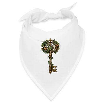 Magischer Waldschlüssel mit grüner Glaskugel - Bandana Dreieckstuch - Weiß - Vorne