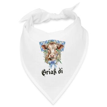 Griaß di – Bayerische Kuh - Bandana Dreieckstuch - Weiß - Vorne