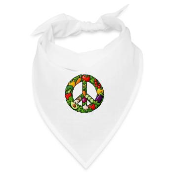 Gemüse Peace Zeichen – Vegan Vegetarisch - Bandana Dreieckstuch - Weiß - Vorne