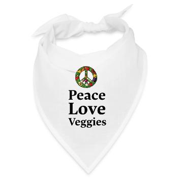 Peace Love Veggies – Vegan Vegetarisch Gemüse - Bandana Dreieckstuch - Weiß - Vorne