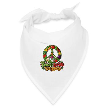 Peace Love Veggies – Vegan Vegetarisch Kochkunst - Bandana Dreieckstuch - Weiß - Vorne
