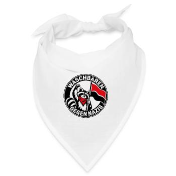 Waschbären gegen Nazis - Antifaschistische Aktion - Bandana Dreieckstuch - Weiß - Vorne
