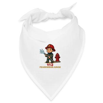 112 Feuerwehrjunge Kinder Shirt - Bandana Dreieckstuch - Weiß - Vorne