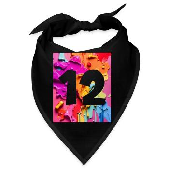 NR. 12 NUMMER 12 BUNT 12. GEBURTSTAG - Bandana - Schwarz - Vorne