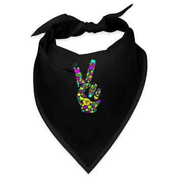 Peace Handzeichen Frieden Friedenssymbol Neon - Bandana - Schwarz - Vorne