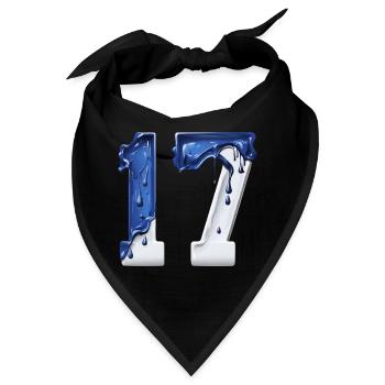 NR. 17 NUMMER 17 BLAU WEIß 17. GEBURTSTAG - Bandana - Schwarz - Vorne