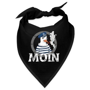 Moin Möwe – Seemann mit Pfeife Nordsee Shirt - Bandana - Schwarz - Vorne