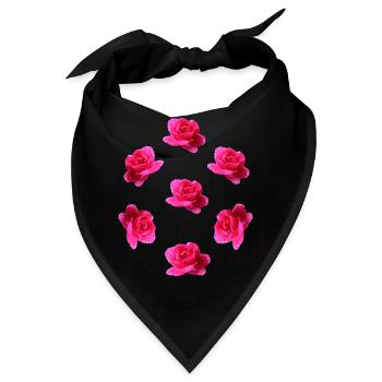 pink roses - Bandana - Schwarz - Vorne