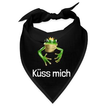 Küss mich - Froschkönig mit Krone - Bandana - Schwarz - Vorne