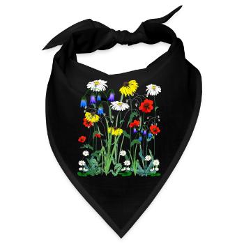 Blume Wildblumenwiese Wiese Wildwiese Blumen - Bandana - Schwarz - Vorne