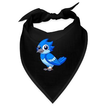Blue Jay Niedliche Maskottchen Zeichentrickfigur Kawaii - Bandana - Schwarz - Vorne