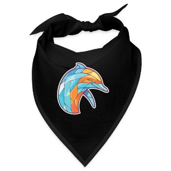 Delphin Bunte Aquarell-Tierillustration - Bandana - Schwarz - Vorne
