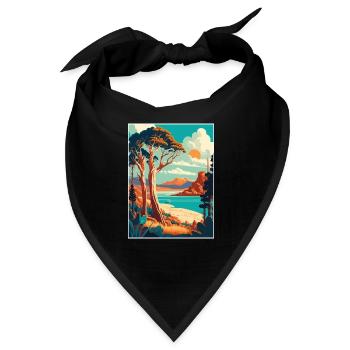 Tasmanien Australien Vintage Reiseposter Souvenir - Bandana - Schwarz - Vorne
