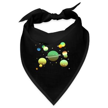 Weltraum Galaxie Planeten Sterne - Bandana - Schwarz - Vorne
