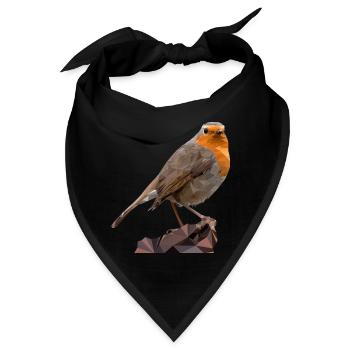 Rotkehlchen Design , Vogel des Jahres 2021 Polygon - Bandana - Schwarz - Vorne