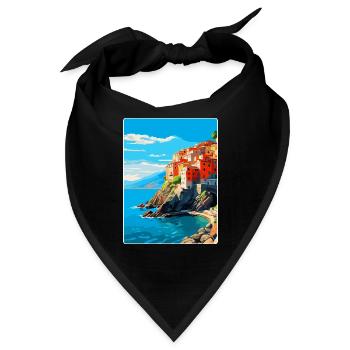 Cinque Terre Italien Vintage Reiseplakat Souvenir - Bandana - Schwarz - Vorne