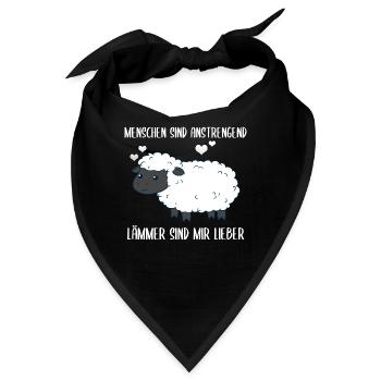Menschen Sind Anstrengend Lämmer Spruch Lamm Schaf - Bandana - Schwarz - Vorne