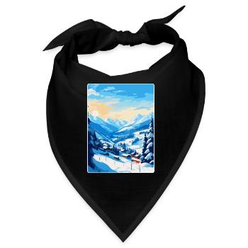 Saalbach Österreich Vintage Reiseplakat Souvenir - Bandana - Schwarz - Vorne