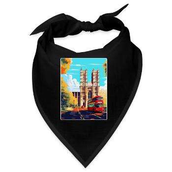 Westminster Abbey London England Großbritannien Reiseplakat - Bandana - Schwarz - Vorne