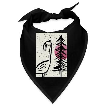 Handmade Illustration Art Flamingo - Bandana - Schwarz - Vorne