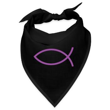  Jesusfisch violett Ichthys Jesus Fisch  - Bandana - Schwarz - Vorne