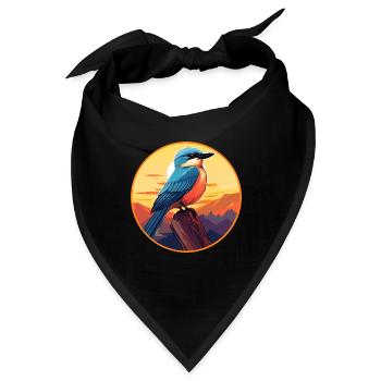Jay Vogel Buntes Aquarell Cartoon Kawaii Tier - Bandana - Schwarz - Vorne