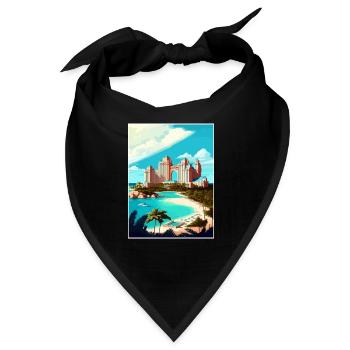 Atlantis Paradies Karibik Vintage Reise Poster - Bandana - Schwarz - Vorne