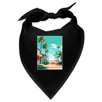 South Beach Texas Vintage Reiseposter Souvenir - Bandana - Schwarz - Vorne