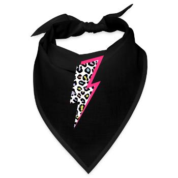 Blitz Leoparden Muster Pastellfarben mit Neon-Pink - Bandana - Schwarz - Vorne