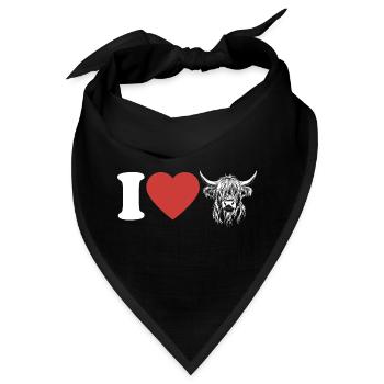 I Love Highland Cattle - Herz - Kuh - Rinderzucht - Bandana - Schwarz - Vorne