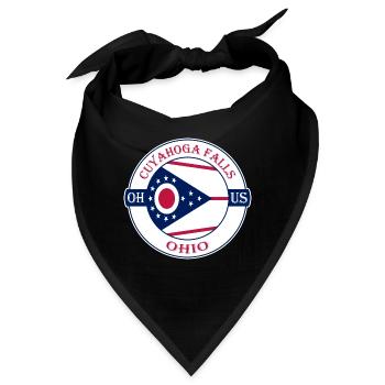 Cuyahoga Falls Ohio Flagge USA Reise Souvenir Abzeichen - Bandana - Schwarz - Vorne