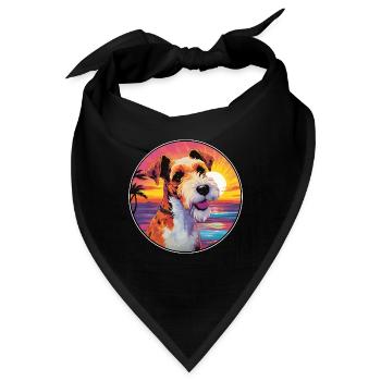 Draht Foxterrier Hunderasse Bunte Karikatur Wasserc - Bandana - Schwarz - Vorne