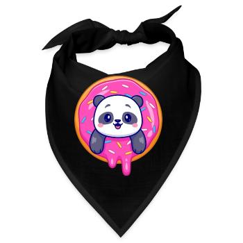Süßes Pandababy und ein süßer Dounat - Bandana - Schwarz - Vorne