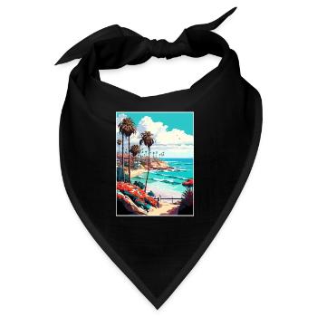 La Jolla Shore California Vintage Reiseposter - Bandana - Schwarz - Vorne