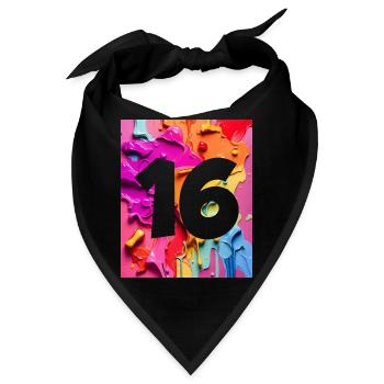NR. 16 NUMMER 16 BUNT 16. GEBURTSTAG - Bandana - Schwarz - Vorne