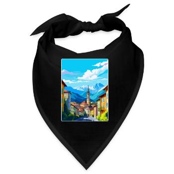 Bozen Italien Vintage Reiseplakat WPA Souvenir - Bandana - Schwarz - Vorne