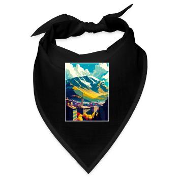 Grenoble Frankreich Vintage Reiseposter WPA Souvenir - Bandana - Schwarz - Vorne