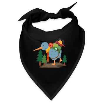 Reiselustiger Kiwivogel Backpacker - Bandana - Schwarz - Vorne