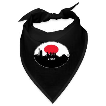 Kobe-Japan-Flaggen-Skyline-Schattenbild-Reise - Bandana - Schwarz - Vorne
