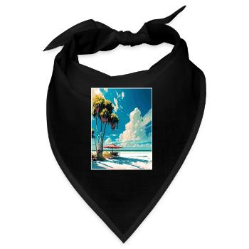 Siesta Key Florida Vintage Reiseposter Souvenir - Bandana - Schwarz - Vorne