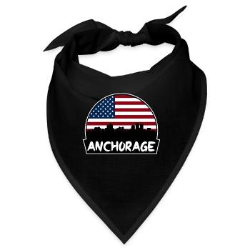 Anchorage Alaska USA Flagge Skyline Silhouette Trave - Bandana - Schwarz - Vorne