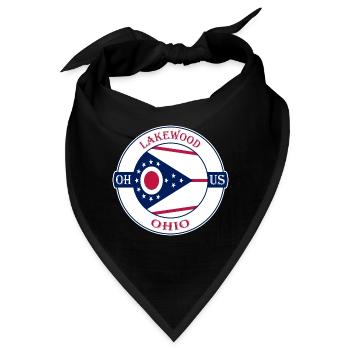 Lakewood Ohio Flagge USA Reise Souvenir Abzeichen - Bandana - Schwarz - Vorne