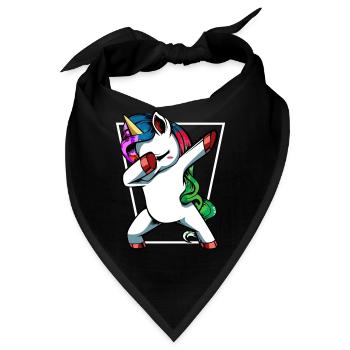 Unicorn Dab mit Regenbogen - Bandana - Schwarz - Vorne