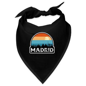 Madrid Spanien Flagge Skyline Reisesouvenir - Bandana - Schwarz - Vorne
